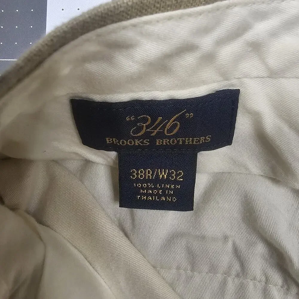 Brooks Brothers Linen Pants 30x28 Tan Khaki Straight Chinos Preppy Trousers Read
